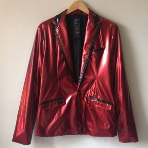 The Original Cult Men’s Red Vegan Leather Blazer M